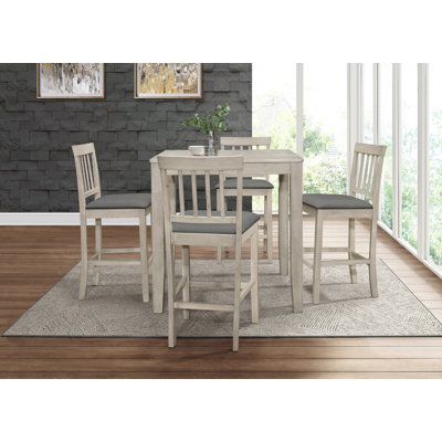 Ance 4-Person Solid Wood Counter-Height Dining Set