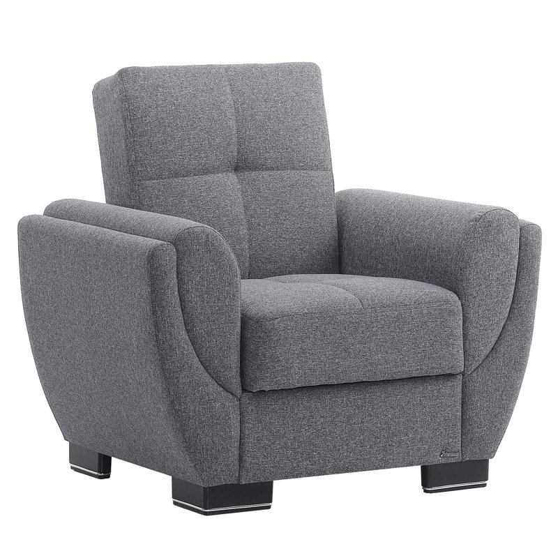 Fauteuil convertible avec accoudoirs convertibles 3-en-1 Jaliah, Chenille grise