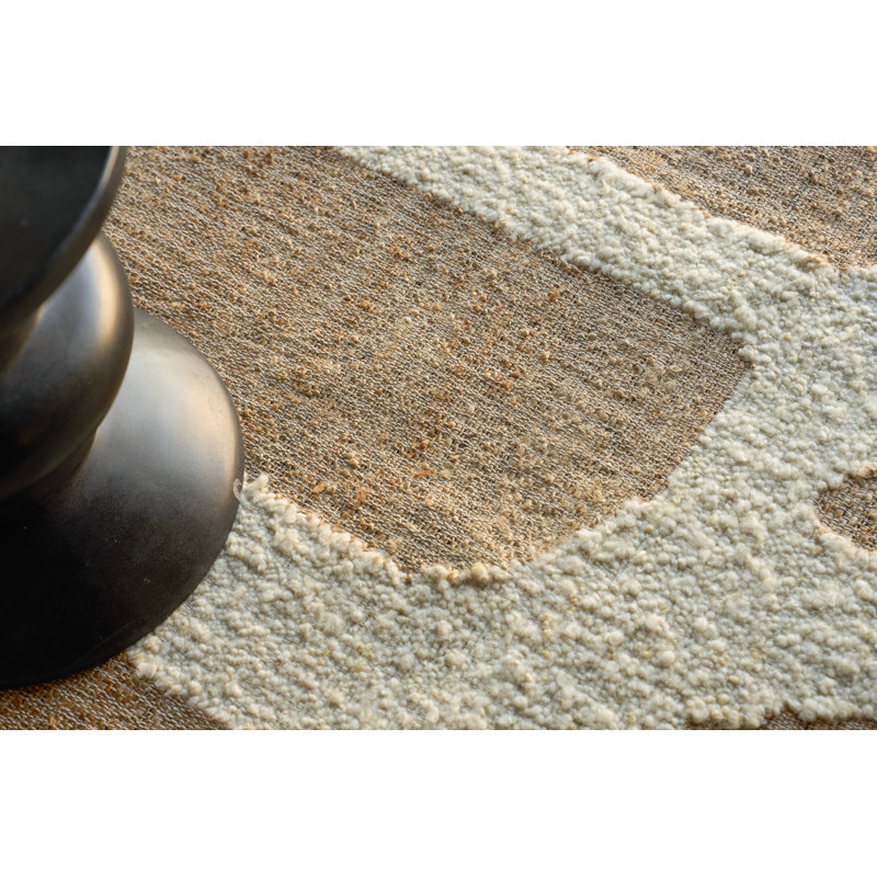 Pompano flatweave Wool/Jute Ivory/Beige Area Rug, 9'X12'