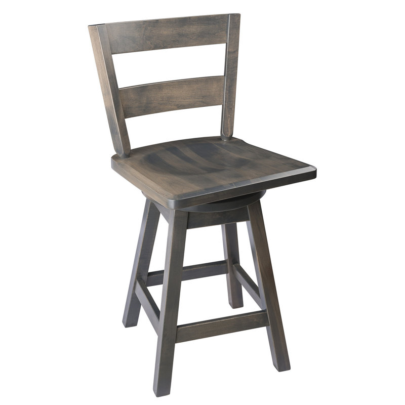 Tabouret de bar et de comptoir pivotant en bois massif Caine, Ardoise antique, Tabouret de bar (assise de 30 po de hauteur)