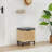 Storage Chest With Foam Pad Seating Cushion, Natural Rattan 16In Storage Bench Organizer