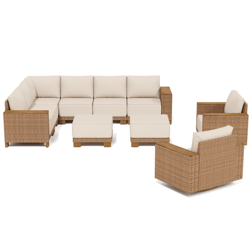
Ensemble de conversation modulaire pour patio avec fauteuil pivotant 10 personnes Delysa