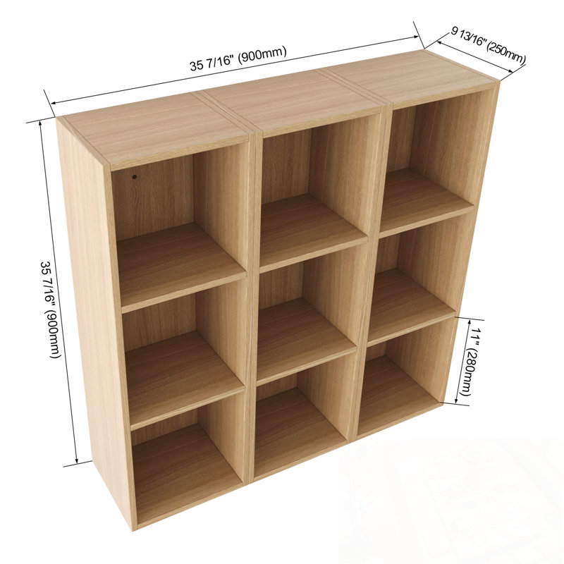 Armoire de rangement murale avec tablettes ouvertes, Naturel