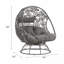 Clear Glass, Charcoal Fabric & Black Wicker Patio Lounge Chair & Side Table