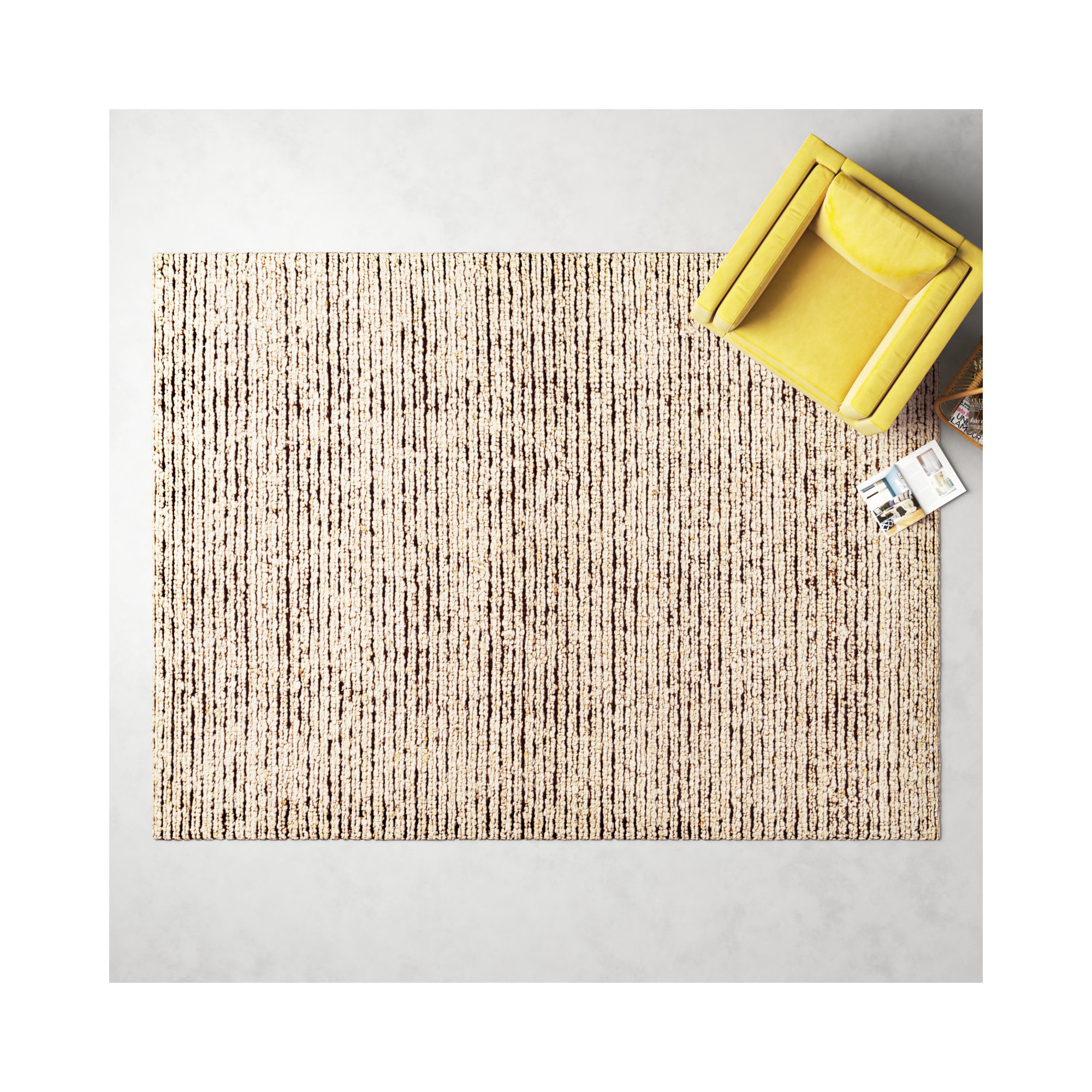 Gillian Striped Handmade Area Rug in Cream/Camel, Rectangle 9' x 12'