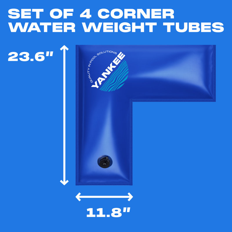 Yankee Pool Weights - Tubes d'eau de piscine d'angle, sacs d'eau de piscine pour couvertures rectangulaires de piscine creusée, poids de couverture de piscine de 23,6 po x 11,8 po, PVC résistant de 0,4 mm, sacs de couverture de piscine résistants au fr