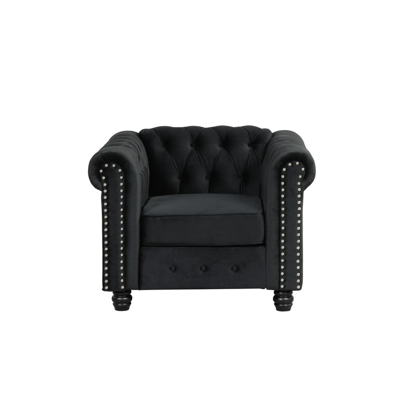 Fauteuil en lin touffeté 39 po, Noir