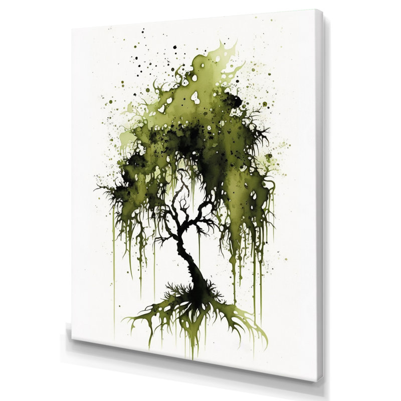 " Spanish Moss Green Tree ", 32" H x 16" W x 1" D, Wrapped Canvas