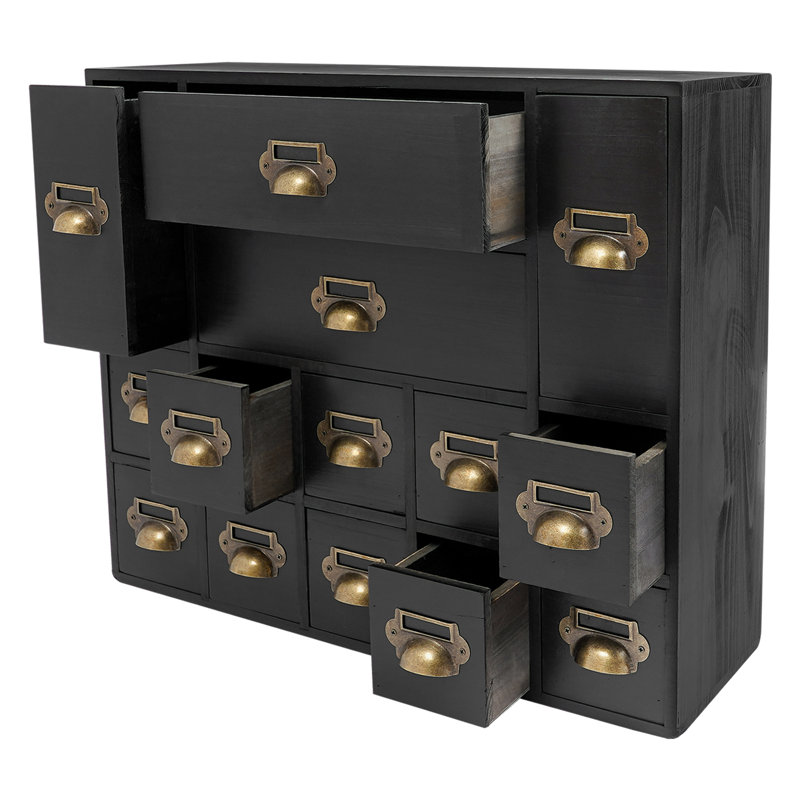 Armoire de rangement 14 tiroirs, Noir, noir, noir, noir