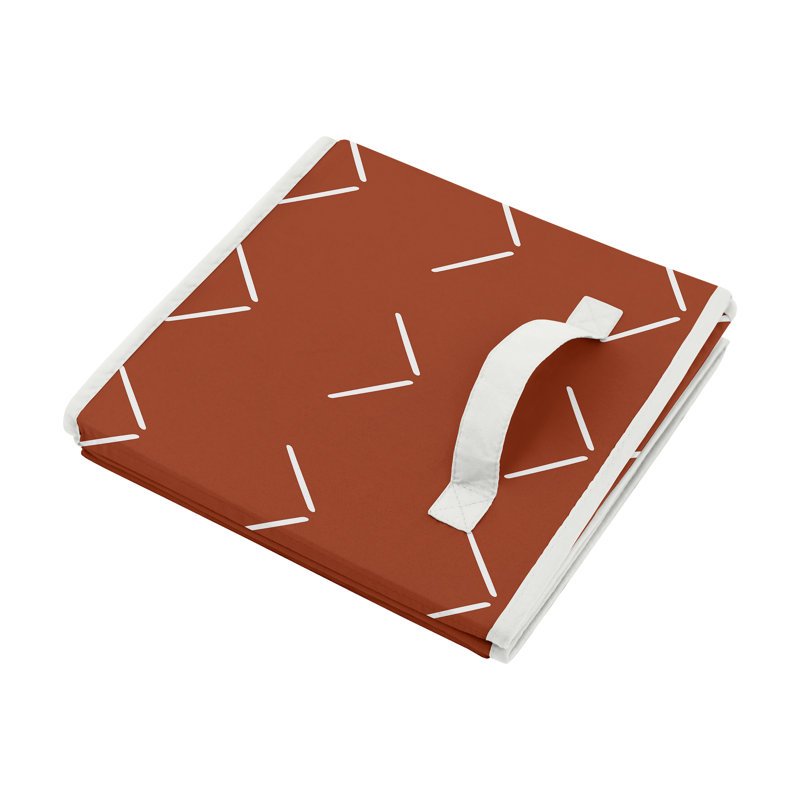 Panier à jouets en tissu Diamond Joft, Orange touffeté / blanc
