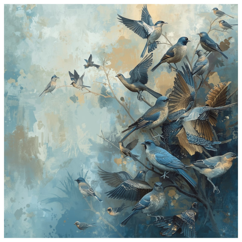 Blue Birds In Flight Comforter, Twin