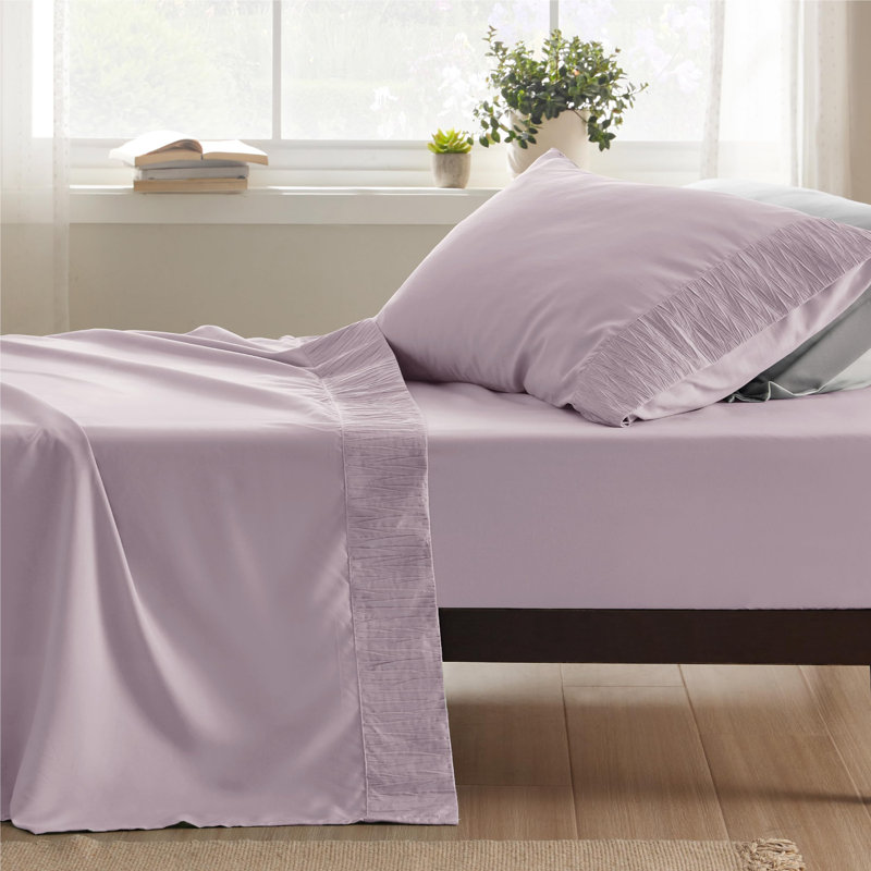 Bedsure Polyester Microfiber Sheet Set Hotel Luxury Sheets, Easy Care Cooling Bed Sheet Set 84GSM（65" x 95"）GentleSoft™️