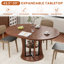 Table de salle à manger extensible de 44 po pour 4 à 8 personnes, table de salle à manger ronde avec panneau de fibres à densité moyenne résistant aux égratignures, table de cuisine moderne avec glissement et rangement silencieux, table de salle à manger, noyer-1392935144