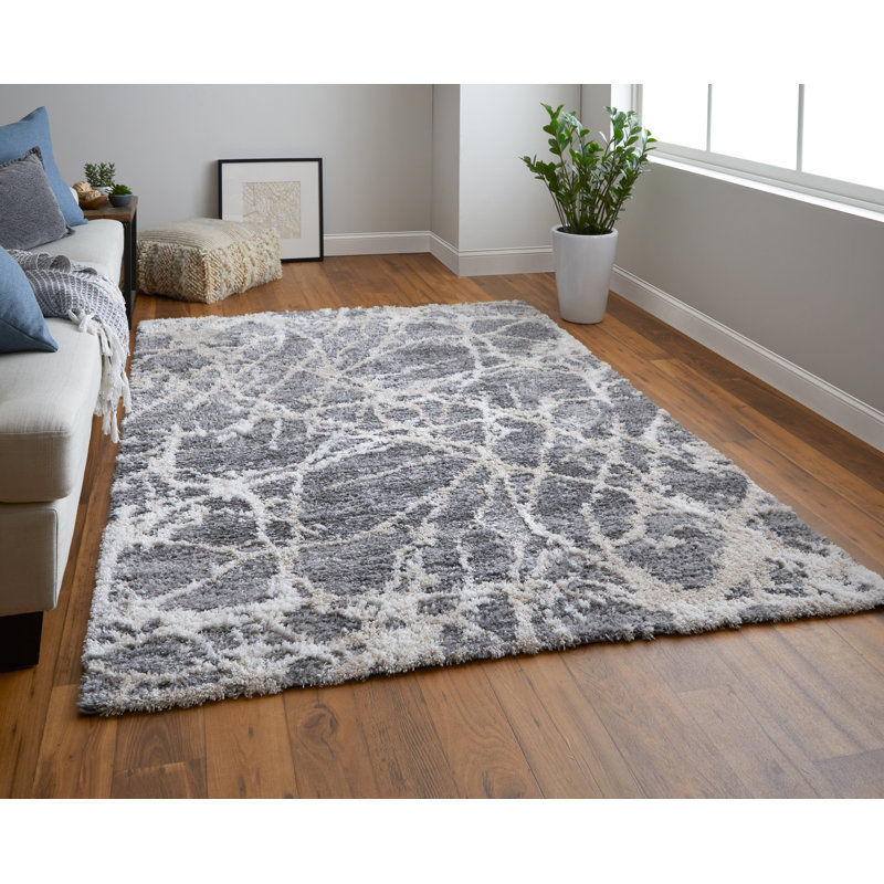 Caide Casual Abstract Polyester Area Rug, Rectangle 10' x 14'
