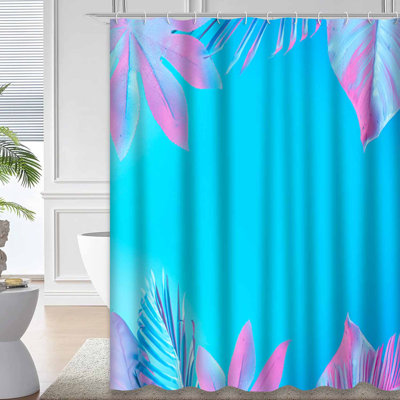 Rideau de douche à motif de feuilles tropicales avec 12 crochets