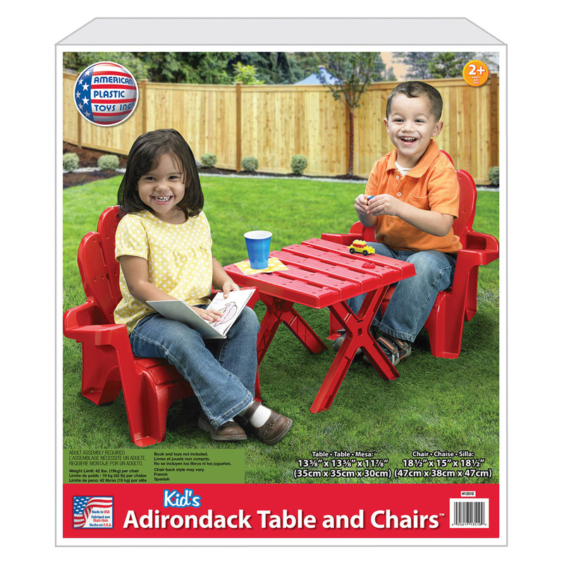 Ensemble table et chaises Adirondack 3 pièces
