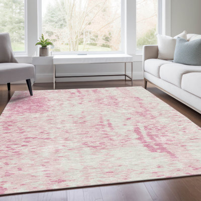 Tapis rose Prisco lavable à la machine de qualité supérieure