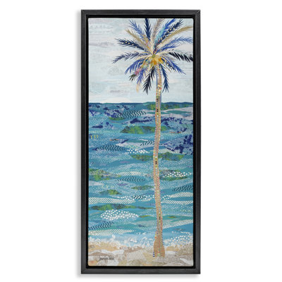 Tangled in Blue Collage Framed Floater Canvas Wall Art by Jennifer Peck