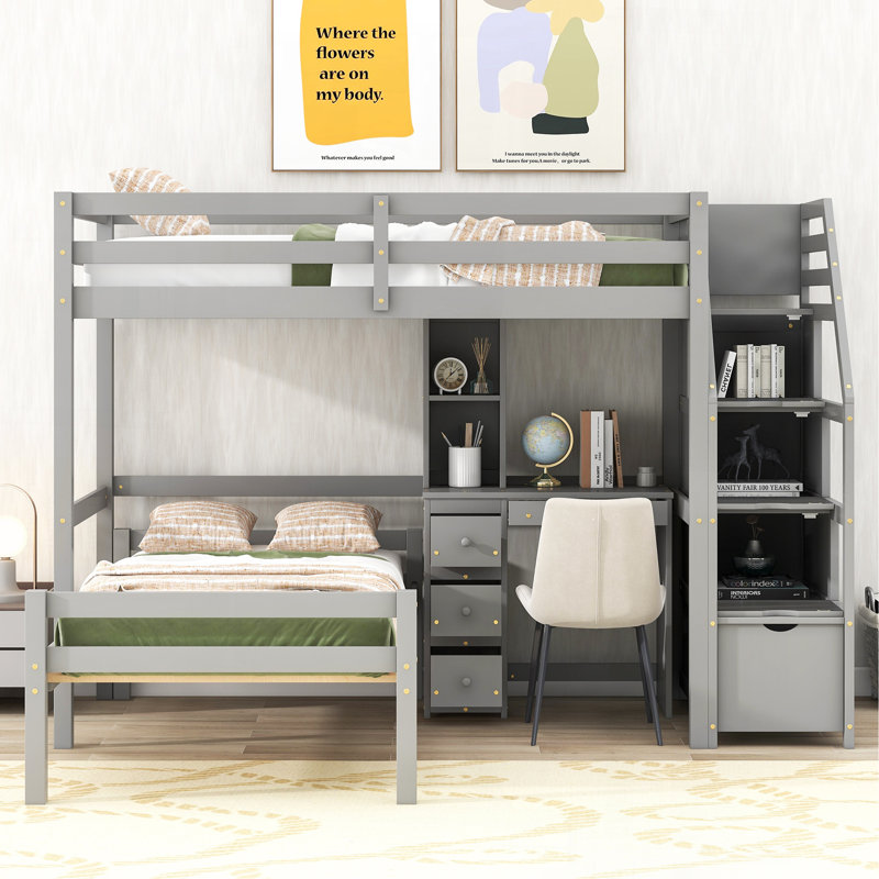 Lit mezzanine simple avec lit autonome, Grey