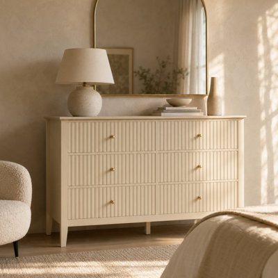 Commode 6 tiroirs 47,2 "avec façades cannelées