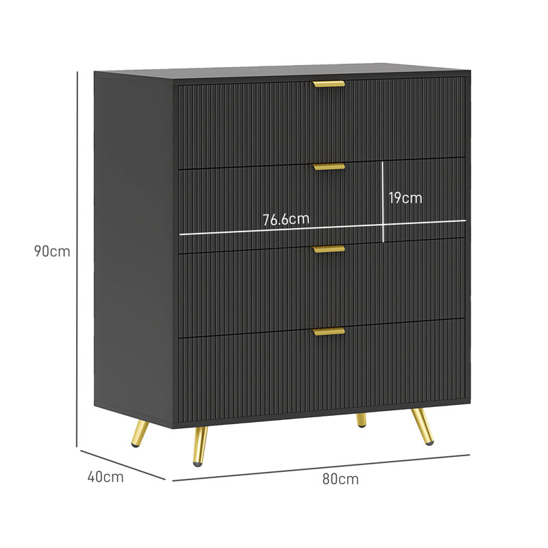 Beckem 80cm W 4 - Drawer Chest of Drawers