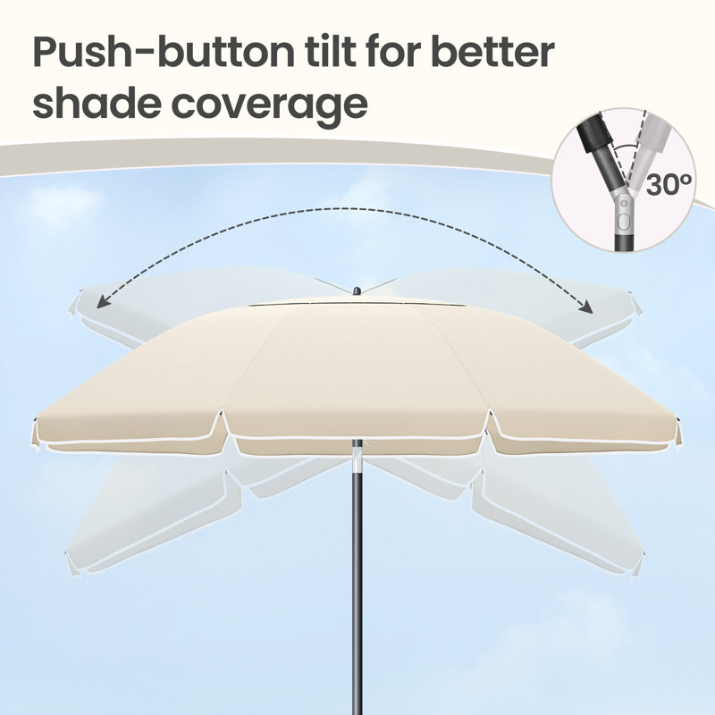 180cm Tilt Beach Parasol, Beige
