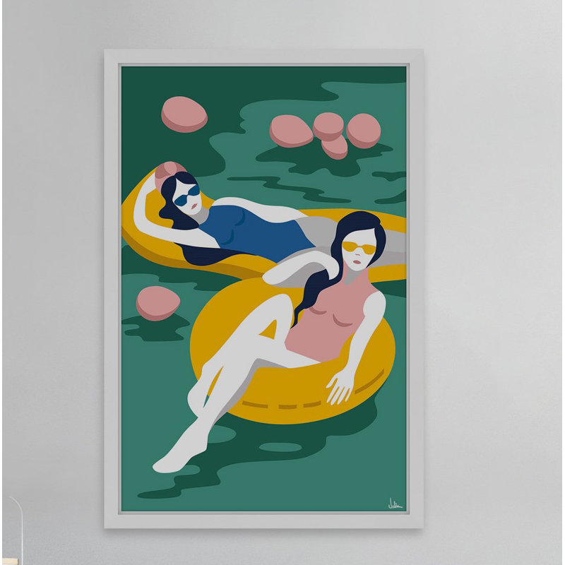 "filles flottant" , impression encadrée, H 45 po x l 30 po