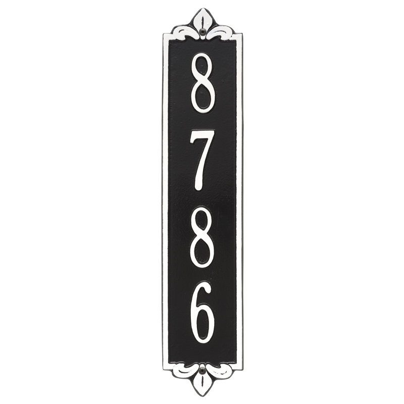 Lyon  1-Line Wall Address Plaque, Black/Silver, Yes