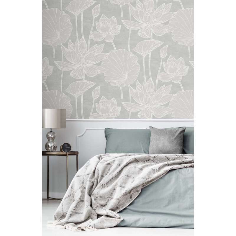 Rouleau de papier peint L 33 pi x l 20,9 po Lilies, Ombre