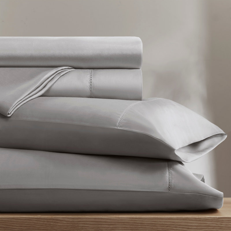 4 Pieces Cal King Cotton Sheet Set,Grey
