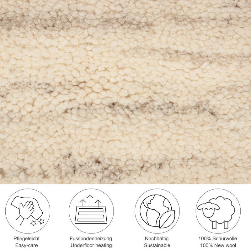 Hand Knotted Wool Beige Indoor Rug, Round 150cm
