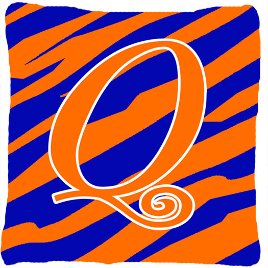Monogramme initiale Tiger Stripe jet intérieur/extérieur oreiller, Q