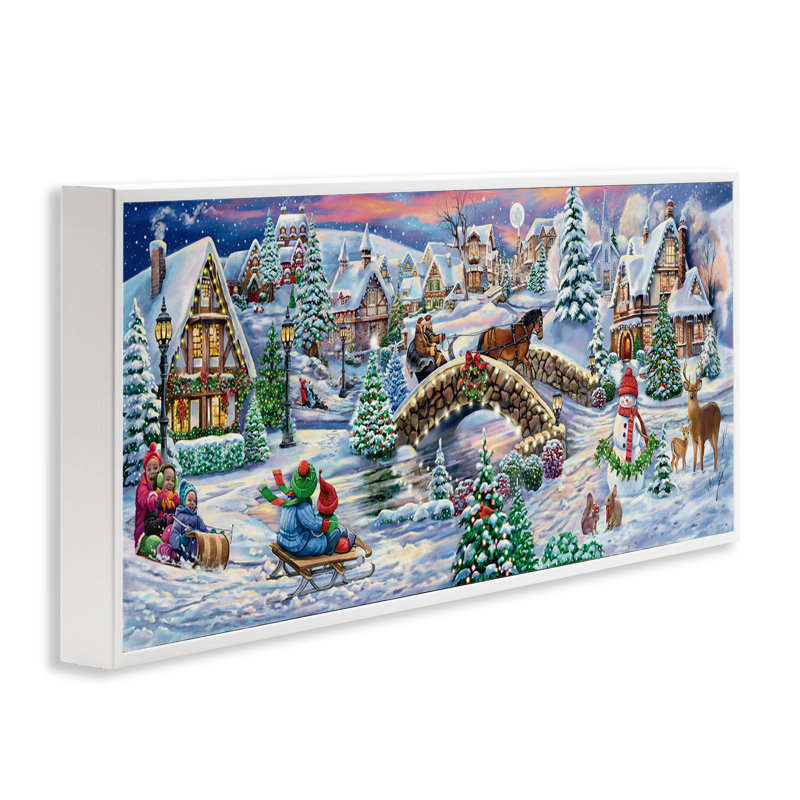 «Snowy Winter Townscape», art de la giclée encadrée par Grateful Licensing, Estampe numérique encadrée blanc bord de mer