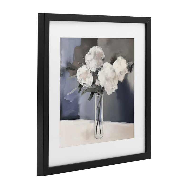 «Gentle Petals», reproduction sous verre encadrée, design par Mona Grace, H 13 po x l 13 po, Cadre noir minuit