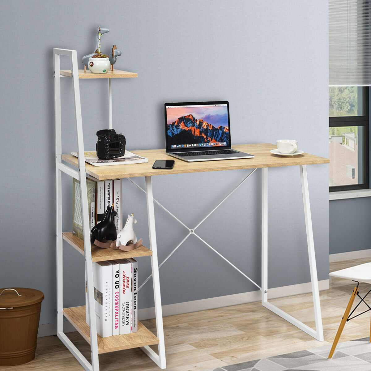 AFC Computer Desk with Slat Wall Monitor Mounts: Streamlined