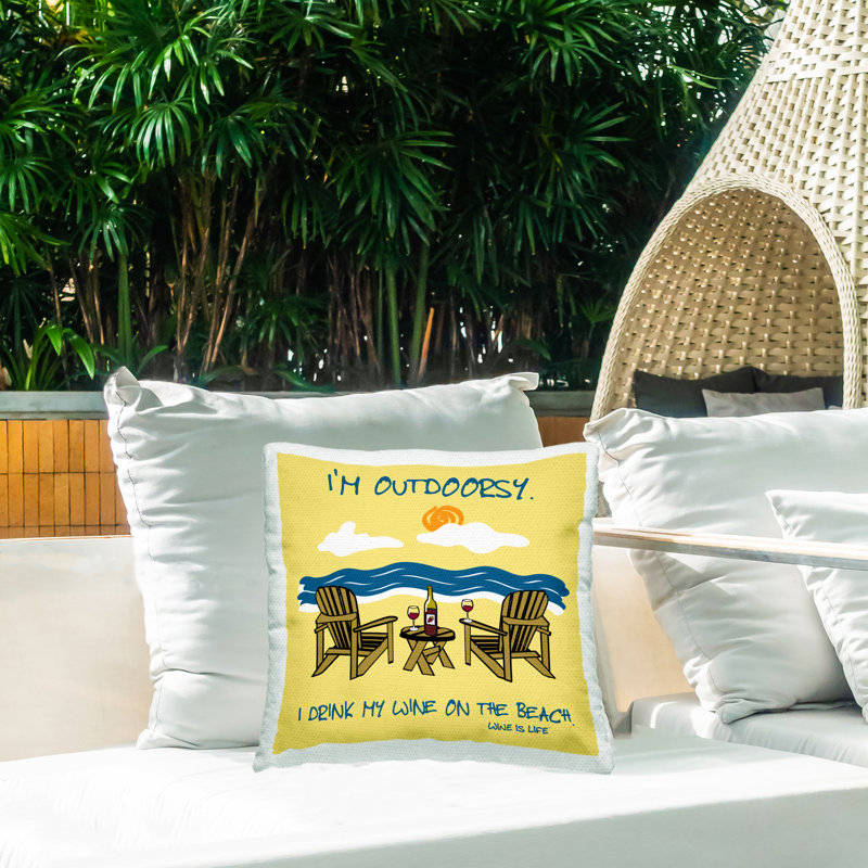 Coussin d'extérieur imprimé "Out on Outdoor" Wine on Beach par WIL