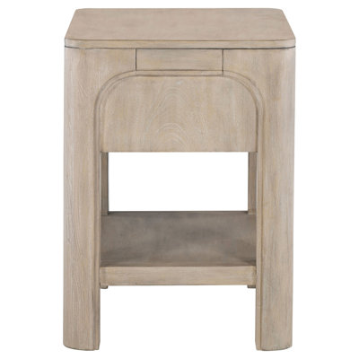 Weathered Mango Veneer Single Drawer Nightstand with Built In USB A and USB C Charging Ports, Felt Lined Storage Drawer Open Bottom Shelf Rounded Edge MDF LVL Mahogany Wood End Table for Rustic Bedroom Decor