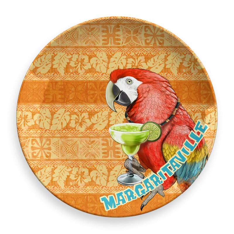 Plateau en mélamine rond perroquet batik Margaritaville