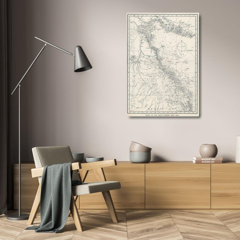 Saville Kent, William, art sur toile: Carte de la grande barrière de corail, Australie, 1893, H 24 po x l 18 po