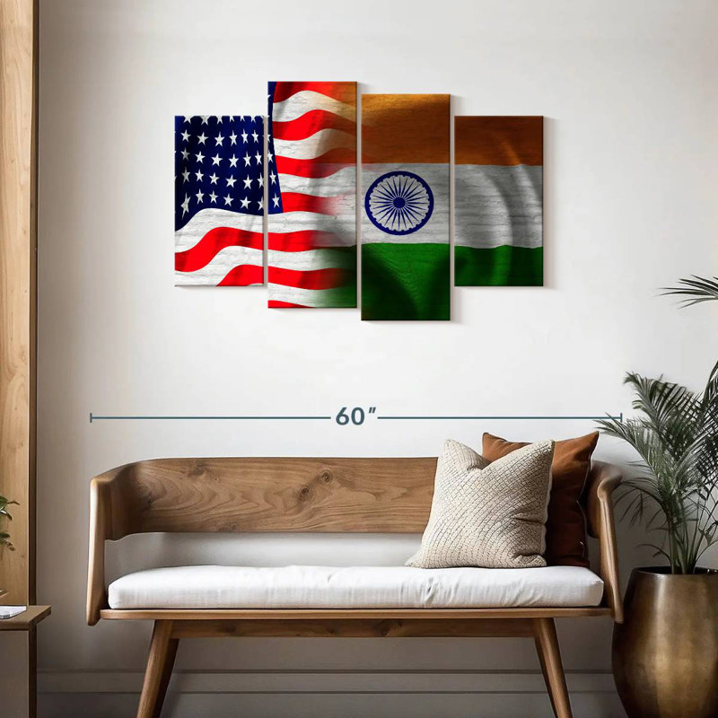Drapeau de Borges, Inde et États-Unis, H 27 po x l 43 po