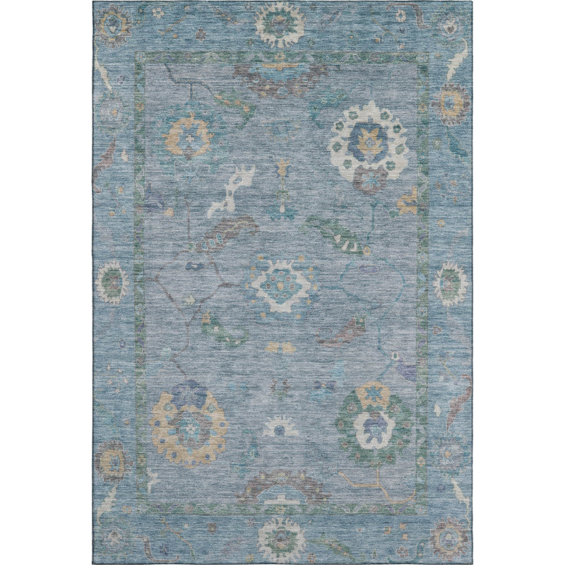 Premium Machine Washable Mayfield AMF2229 Global Rug, Sky, 5' x 7'6"