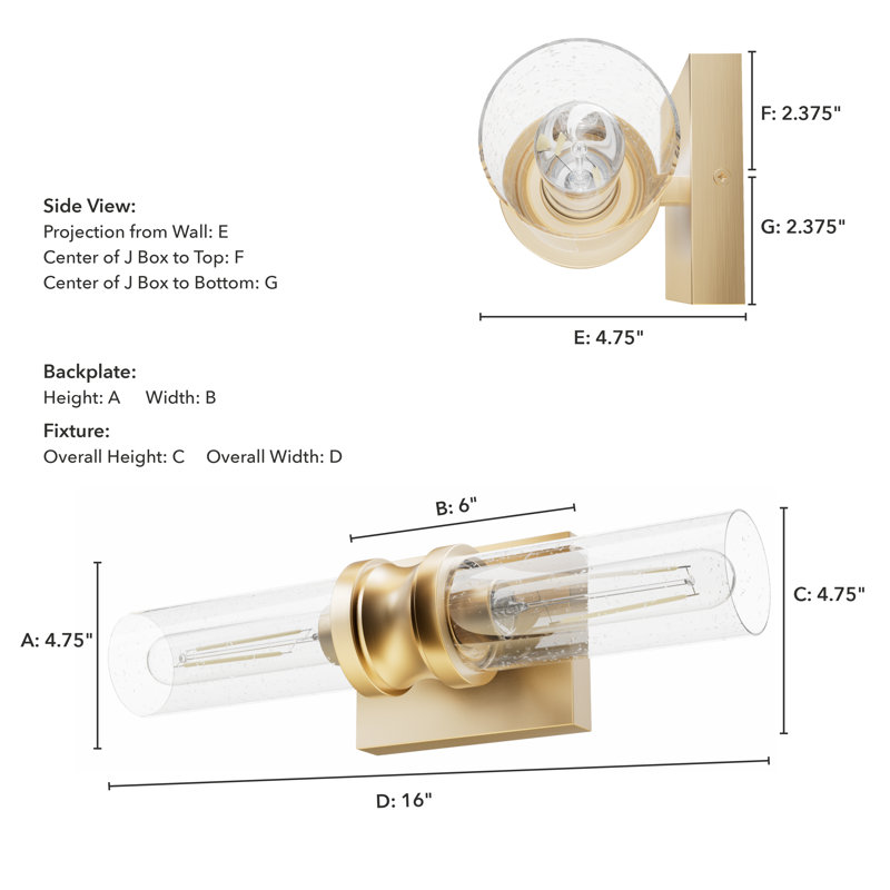 Lenlock 2 - Light Dimmable Vanity Light, Clear, Gold