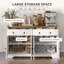 Buffet de cuisine, armoire de ferme avec portes de style grange, tiroirs, tablettes réglables, blanc