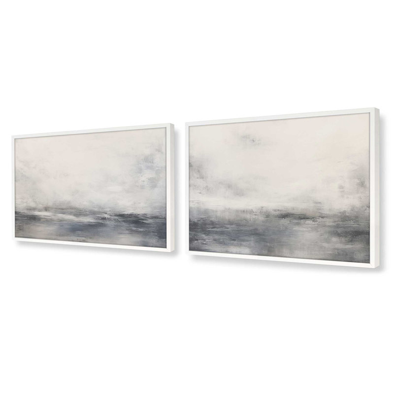 Ensemble de 2 impressions Wistful Tides, Opaque White, 9" H x 22" W