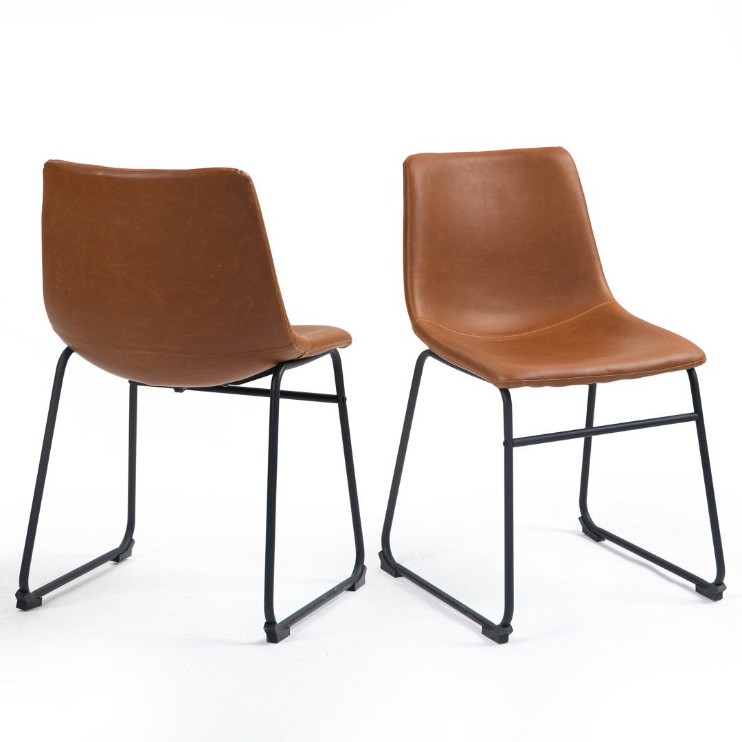 19'' H Faux Leather Upholstered Metal Side Chair (Set of 2) Latitude Run®