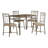 Janice 5 Piece Dining Table Set, Rectangular Top, 4 Chairs, Metal