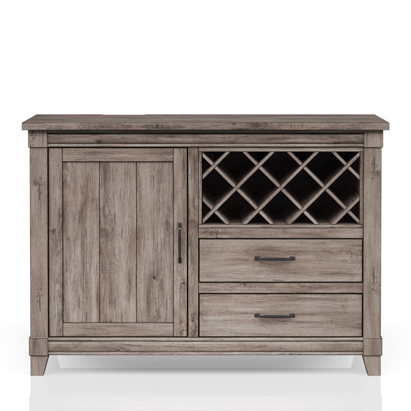 Grande armoire de rangement avec rangement pour le vin et deux tiroirs Rustic Grey