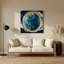 «Space Earth from Space», art mural en métal bleu-2016537914