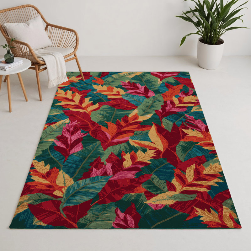 Tapis rouge intérieur et extérieur Botanical, Rectangle 5 pi x 7 pi