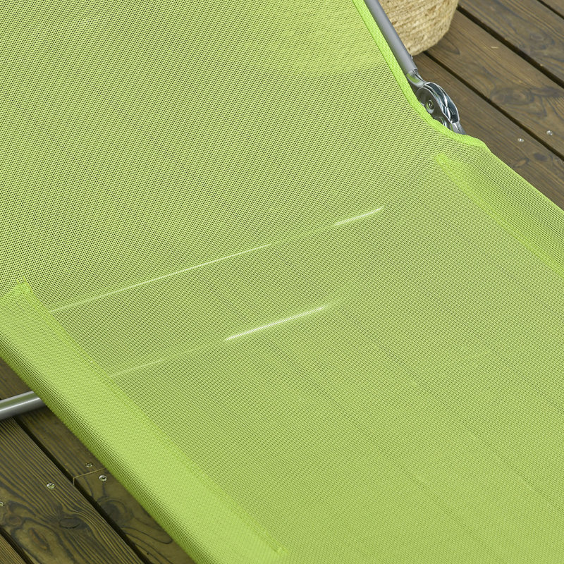 Méridiennes pliantes 2 pièces, chaises longues de bronzage, chaises longues d'extérieur avec dossier inclinable à 6 positions, siège en filet respirant, appui-tête